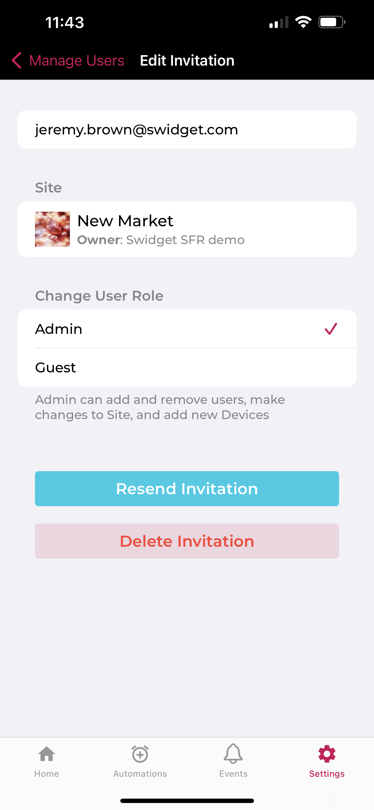 Resend Invitation