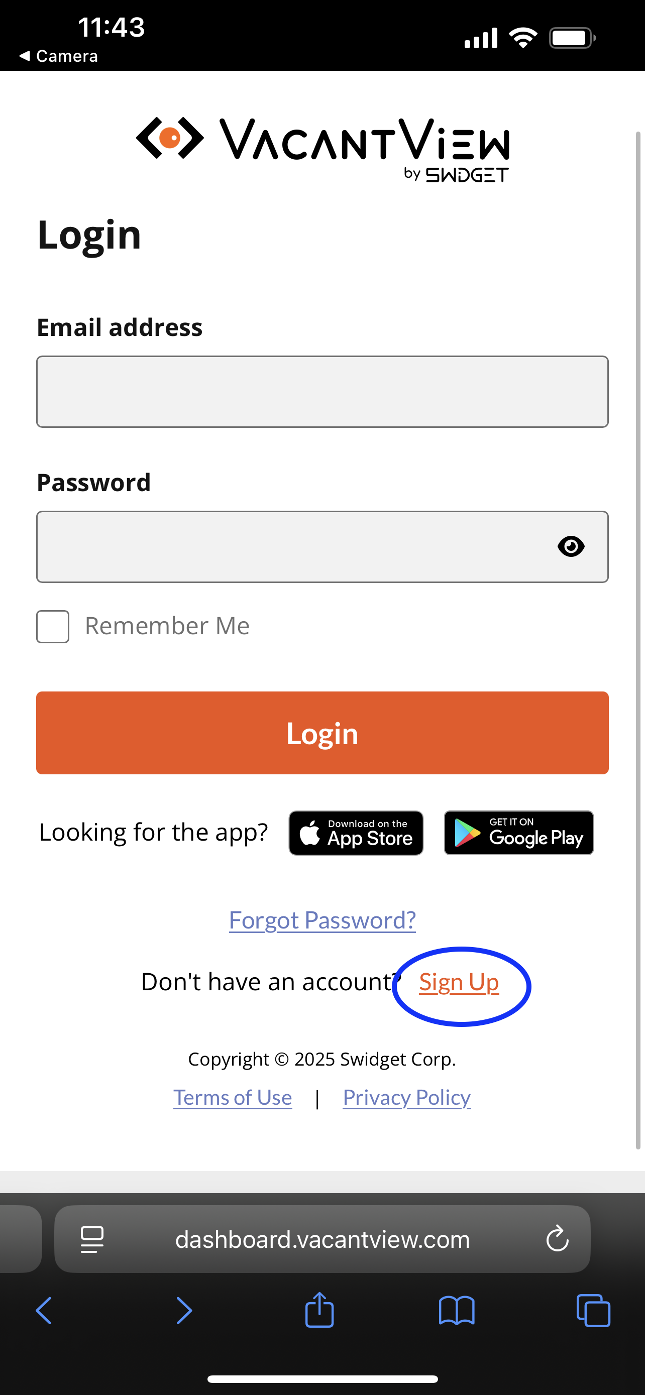 VacantView Dashboard Login